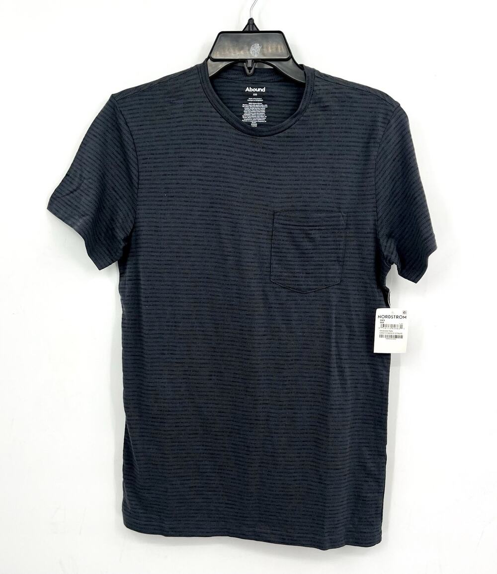 ABOUND Men's Faded Stripe Short Sleeve Pocket T-Shirt XXS Grey Crewneck NWT
